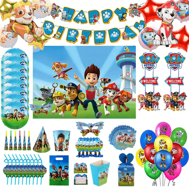 Decoraciones de cumpleaños con tema de la patrulla canina para