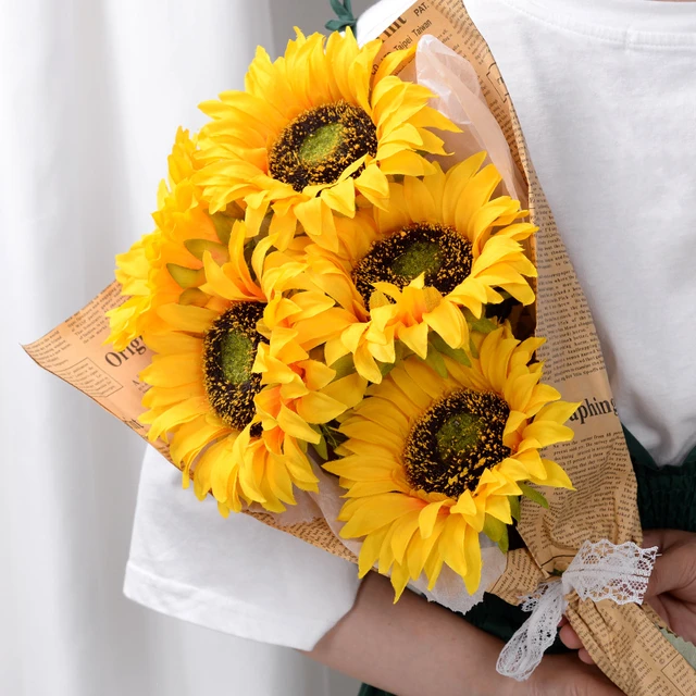 Artificiale Girasole IN Vaso Piante Giallo Finto Fiore Arredo Casa Nozze  Festa