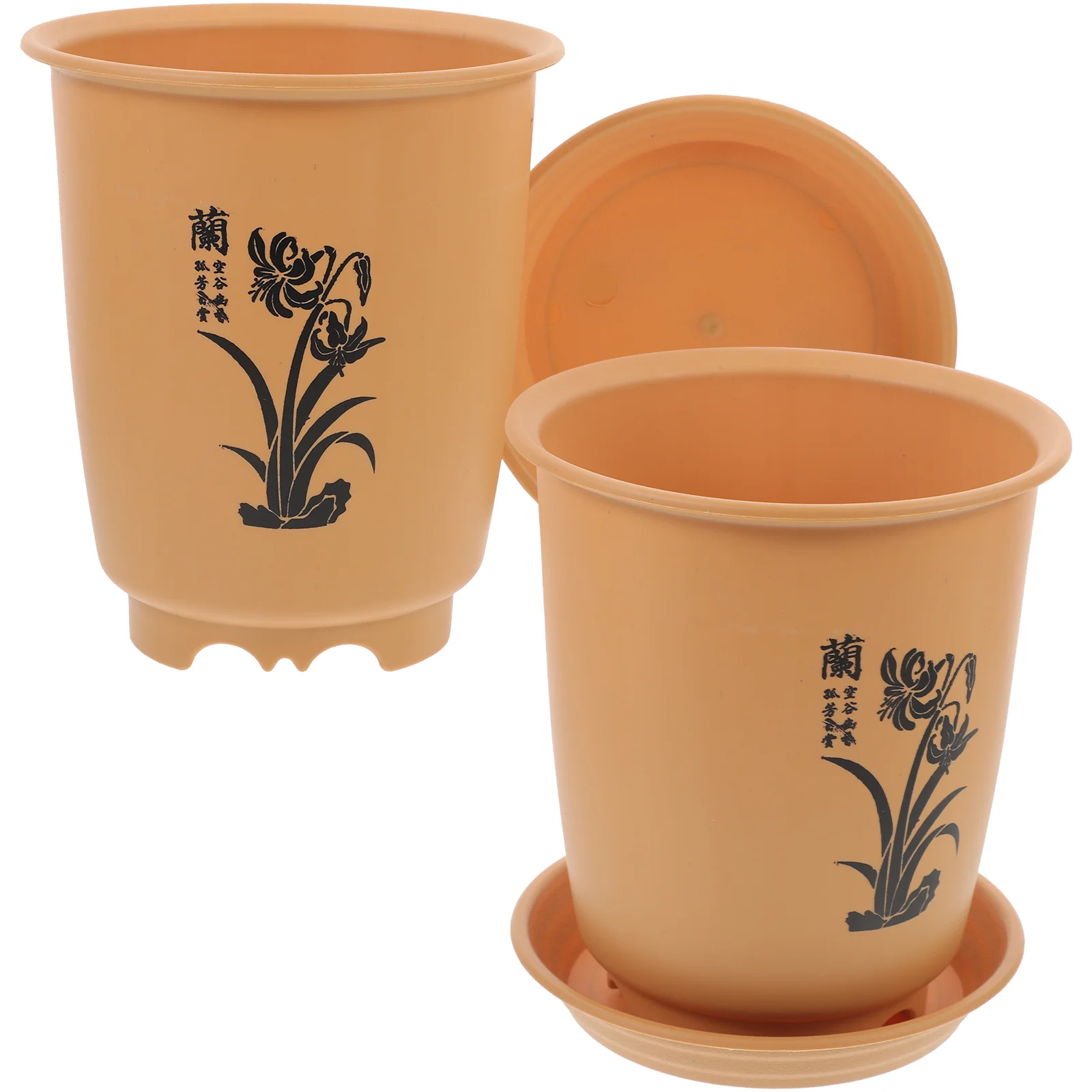 

Orchid Pot Plastic Imitation Porcelain Flowerpot Planter with Trays