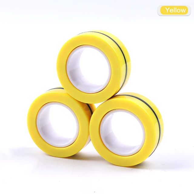 3pcs Magnetic Rings Unzip AntiStress Ring Spinner Magnetic Spinner Magic Ring Tool Bracelet For Children and Adult 3pcs-yellow