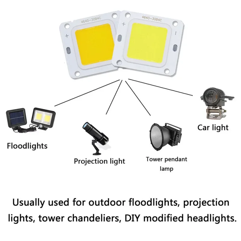 4640 LED COB 칩 램프 고출력 DC12V 50W LED 비드 레드 그린 블루 화이트 풀 스펙트럼 핑크 LED 투광등 스포트라이트용
