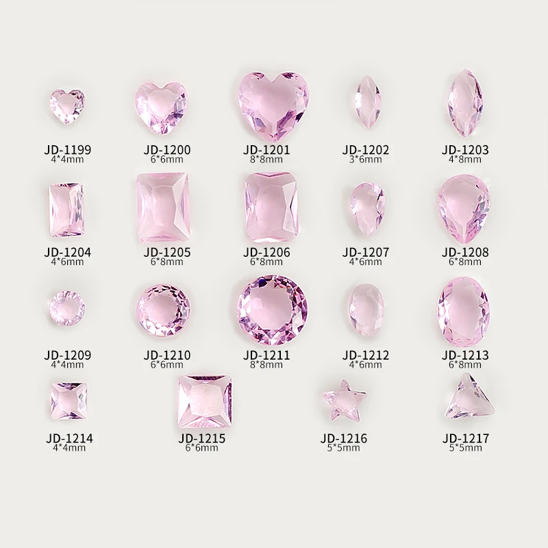 20PCS Brief Ice Transparent Pink Multicut Naked Sharp Diamonds Crystal Nail Art Rhinestones Jewelry Decorations Manicure Charms