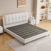 Lit blanc crème moderne minimaliste chambre principale cadre de lit lumière luxe bases confortables e armações de cama meubles d'intérieur 3