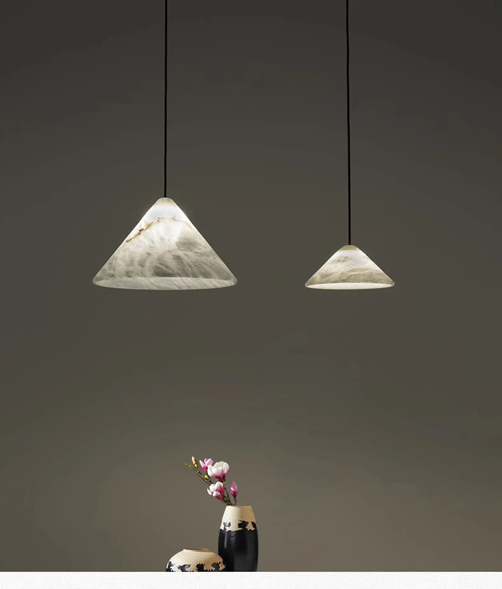 Moderne Stein Pendelleuchte Luxus Weiß Marmor Pendelleuchte Für Wohnzimmer Flur Kunst LED Esszimmer Hängeleuchte – Detail 1