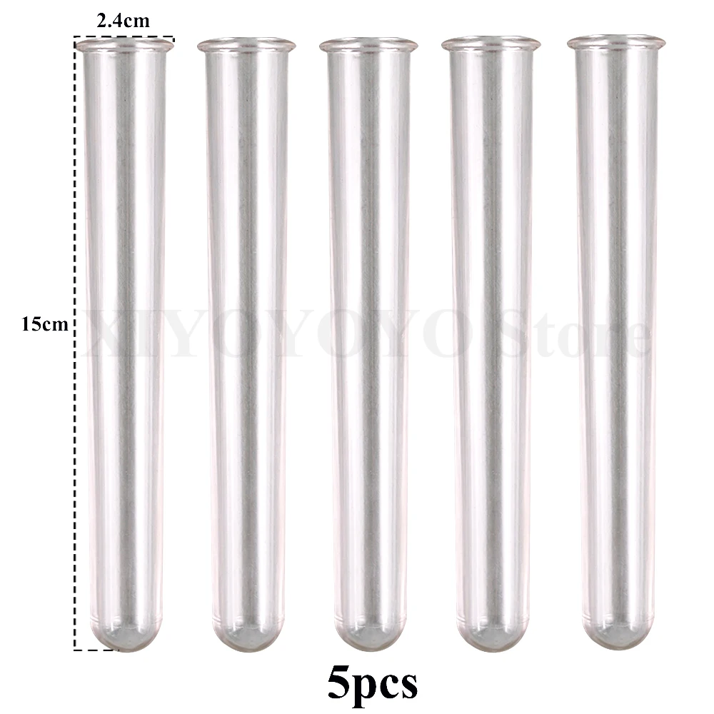 5-Piece Acrylic Glass Floral Test Tube Vase Set for Home Decor and Hydroponic Displays