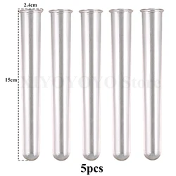 5-Piece Acrylic Glass Floral Test Tube Vase Set for Home Decor and Hydroponic Displays (Crystal Long 5pcs)
