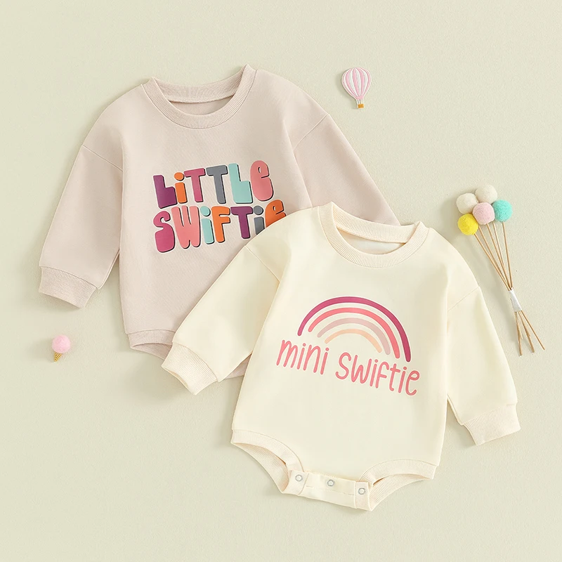 2023-10-17 Lioraitiin 0-18M Infant Baby Girl Fall Winter Outfits Long Sleeve Romper Letter Floral Bodysuit Oversized Jumpsuit 1