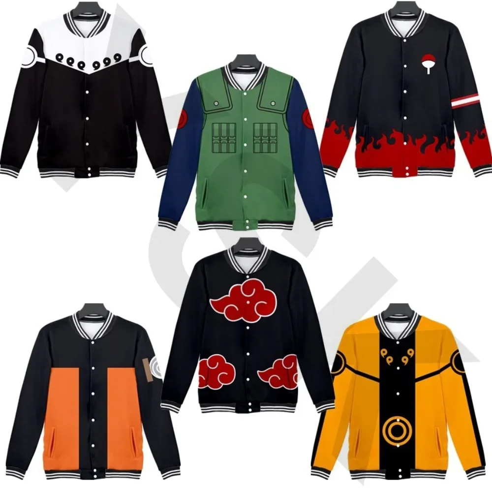 

Spring and Autumn New Japanese Anime Naruto Peripheral Men's Casual Jacket 3D Digital Printing Cardigan Baseball Uniform