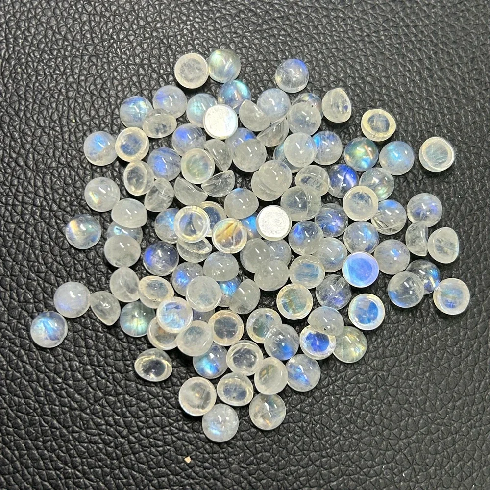20 Pieces 1 Bag Round 8mm Natural Moonstone Cabochon Flatback Gemstone On Sale