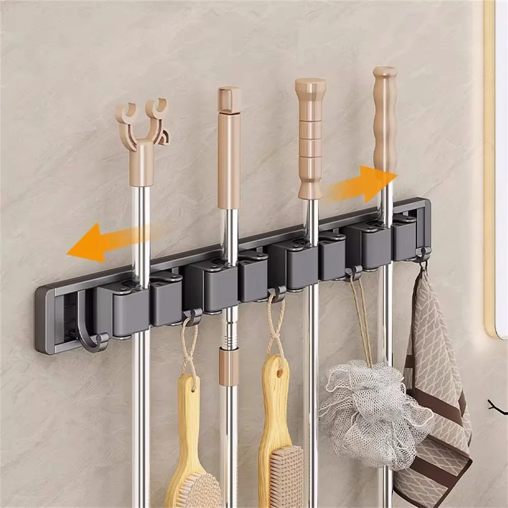 1 Piece Home Decoration Hard-Fitting Bathroom Storage Rack Mop Clip Rack Artifact Mop Wall Clip Broom Mop Hook Home Accessories 3