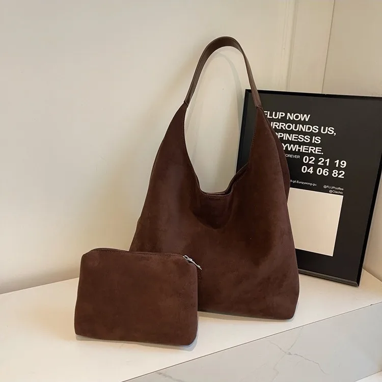 Suede Women's Autumn Winter Commuter Tote Bucket Shoulder Bags