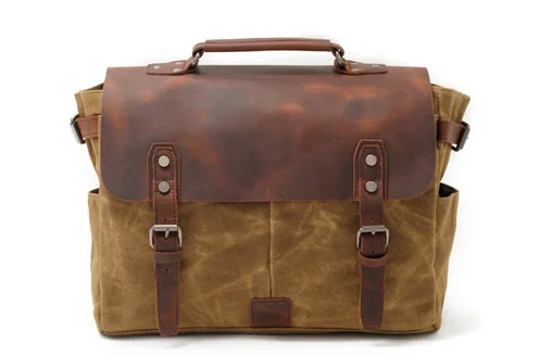 Leather Roll Top Backpack With Pockets