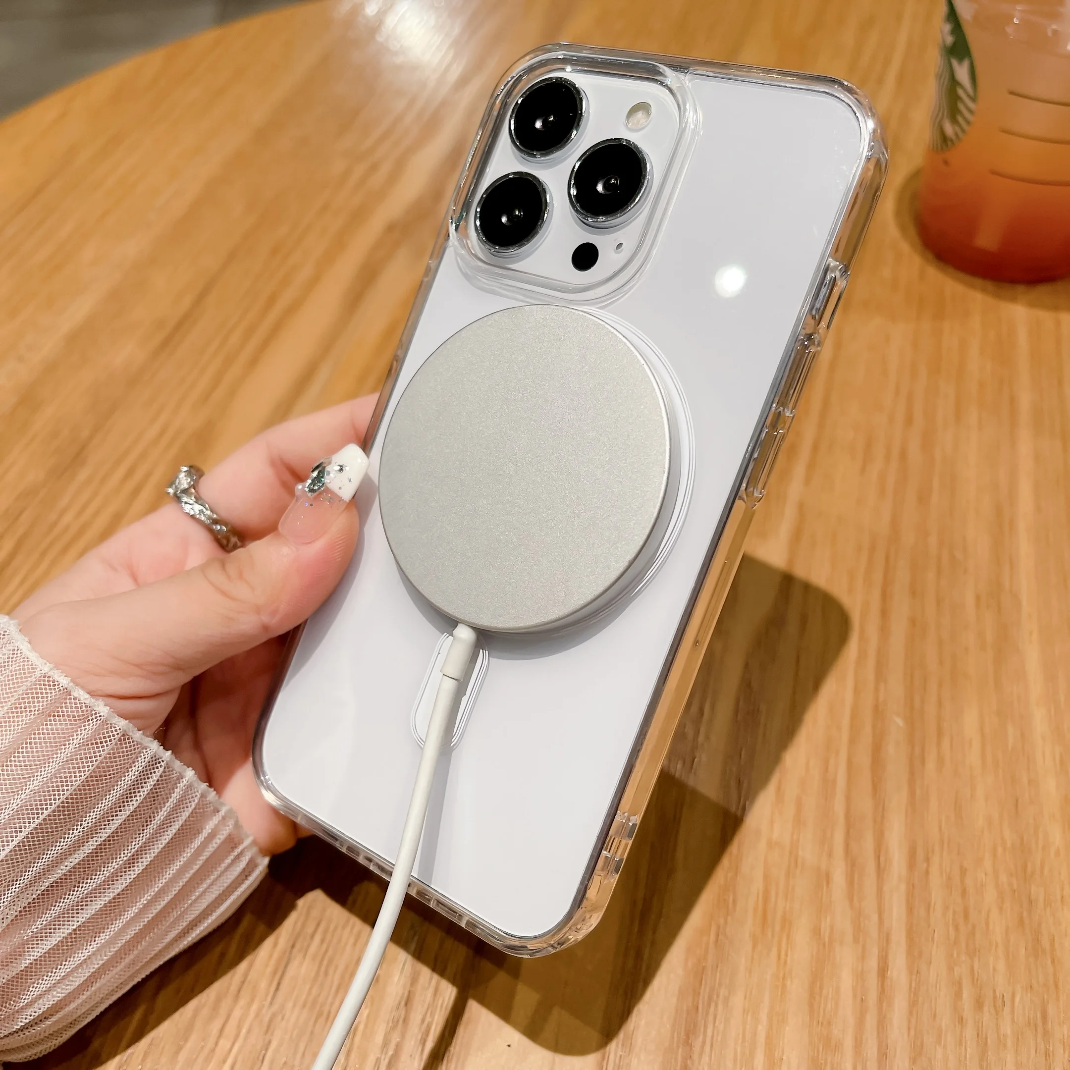 Crystal Clear Magnetic Wireless Charging Phone Case Cover
