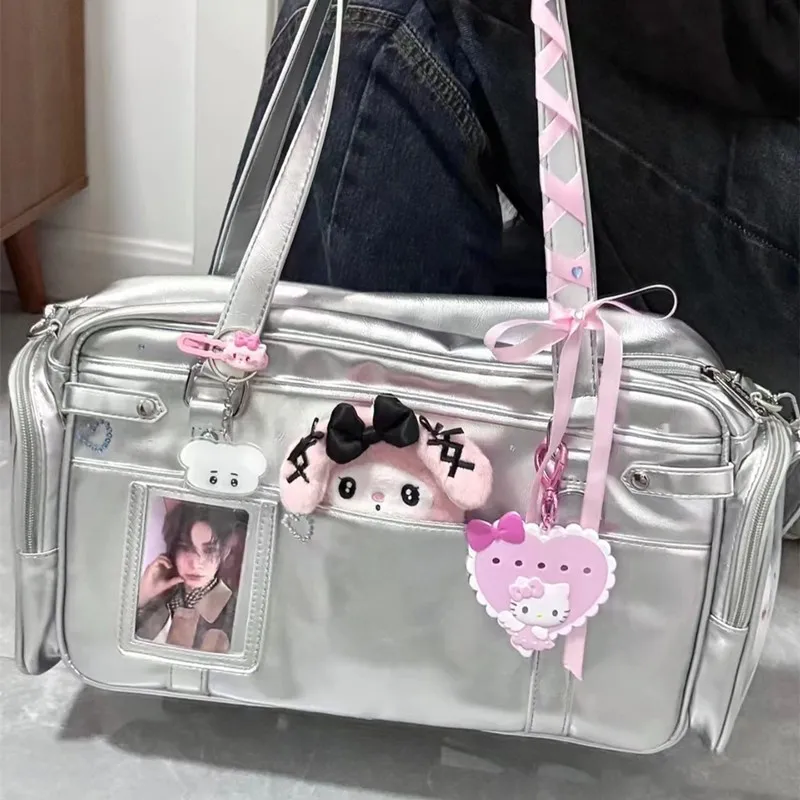 JIAERDI Harajuku Pink Ita Bag Women Anime College Uniform Pocket Pu Leather Shoulder Bags Student Large Capacity Handbag Wallet