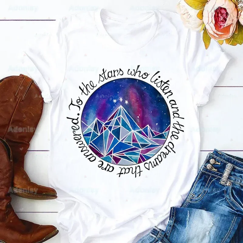 

ACOTAR Women T Shirt Casual Funny Tshirts Kawaii Tees Top Hipster Female Harajuku Short Sleeves Shirts Woman Clothes