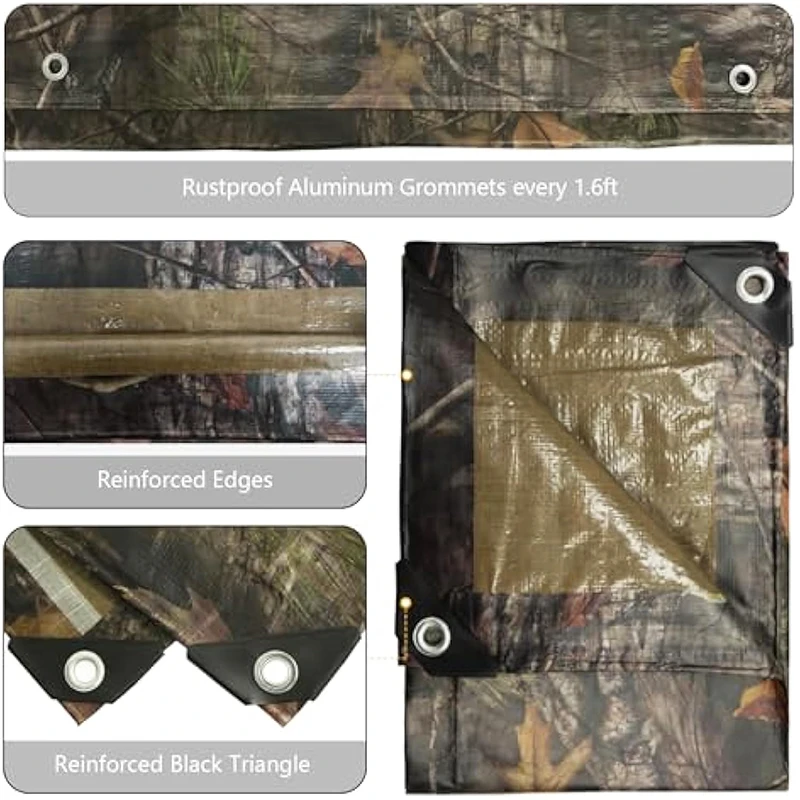 Tarpaulin Awning Shade 6*10 8*10/12 10*12 FT Outdoor Garden Canopy Camping Tarp Sun Shelter Sunshade Net Outdoor Awnings Rainproof Tarpaulin