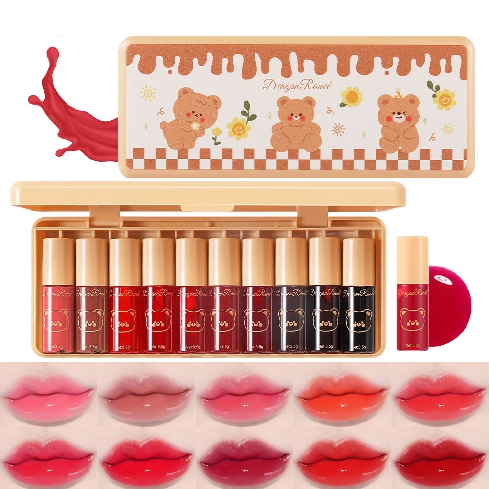 thumbnail image 1 of Ten Lipstick Set, Water-Glossy Mirror, Long-Lasting Makeup Effect, Whitening and Complexion Lip Gloss, Non-Fading, Non-Stick Lip Glaze, 1 of 4