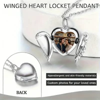 Personalized Angel Wing Small Box Locket Necklace Custom Picture Photo Pendant Necklace Unique Christmas Valentine Keepsake Gift - Image 2