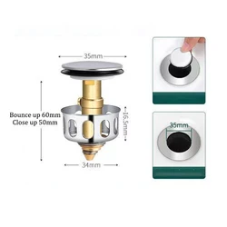 Universal Metal Pop - up Drain Stopper and Hair Catcher (WHITE)