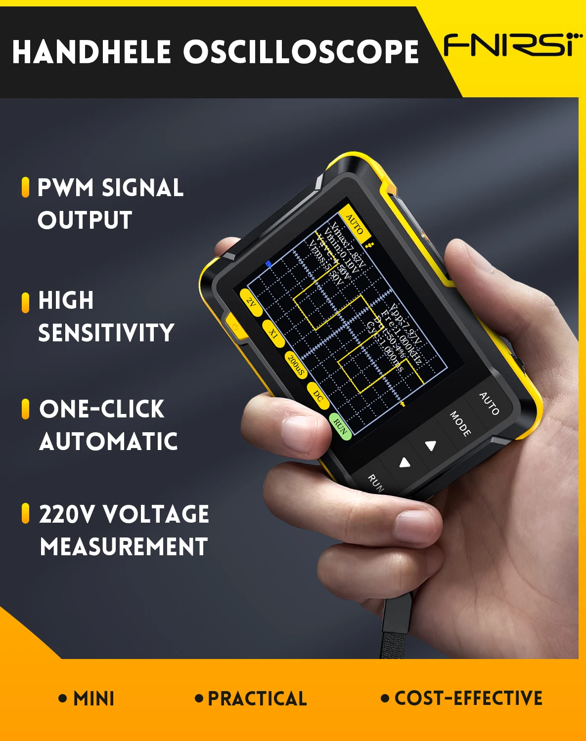 FNIRSI DSO152 PLUS Mini Handheld Digital Osciloscope 200KHz Analog Bandwidth 2.5MSa/s 800VPP Support Firmware Upgraded
