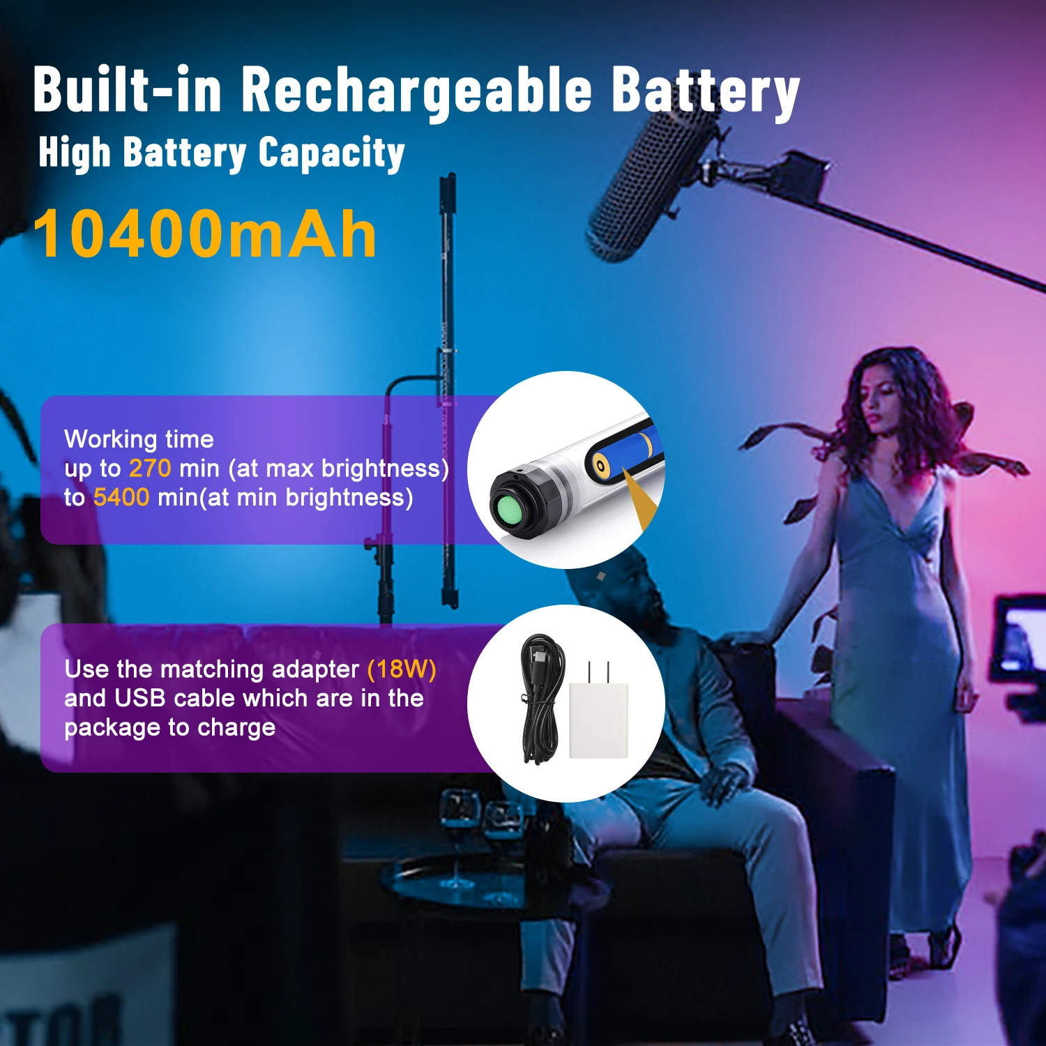 LUXCEO P120 4피트 LED 비디오 조명 18W RGB 튜브 1350루멘 IP68 방수 APP 제어 사진 조명 스튜디오 조명 영화/MV 촬영/라이브 스트리밍용