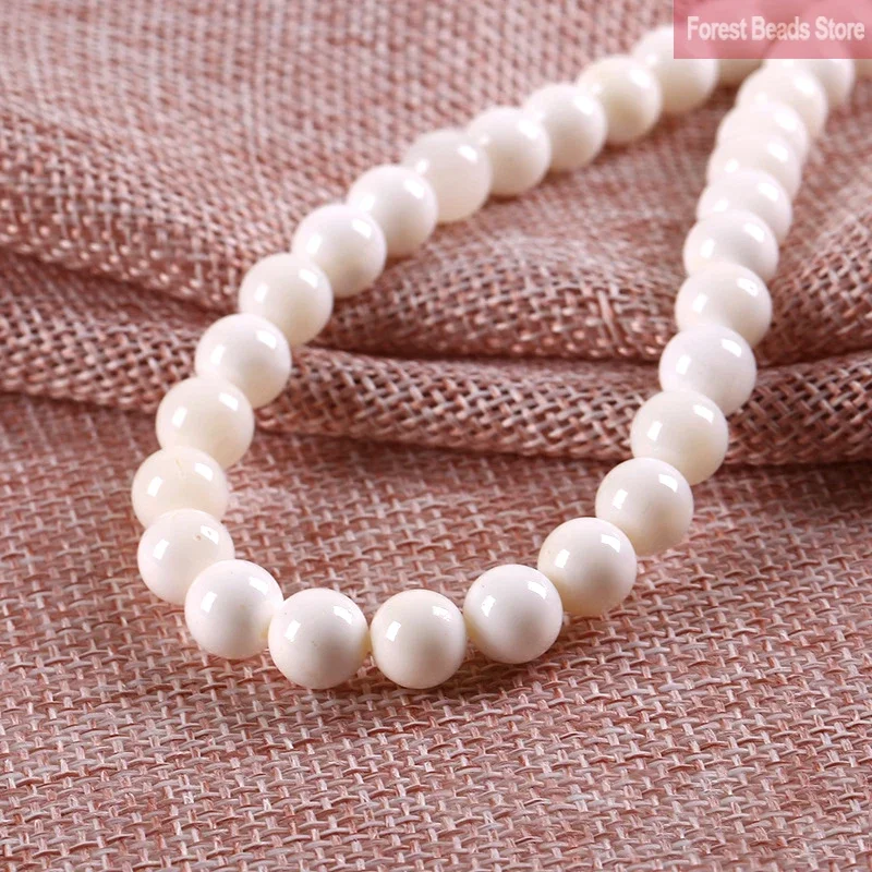 Smooth White Chalcedony Jades Natural Stone Round Beads DIY Bracelet Earring for Jewelry Making 15" Strand 14MM