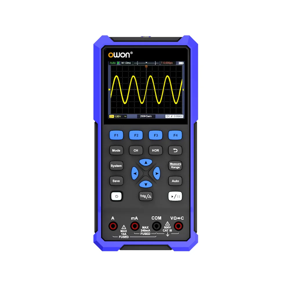 OWON HDS272 HDS272S Digital Oscilloscope, 3-In-1 Handheld Oscilloscope, 3-Channel 1MHz Bandwidth, Multimeter Waveform Generator