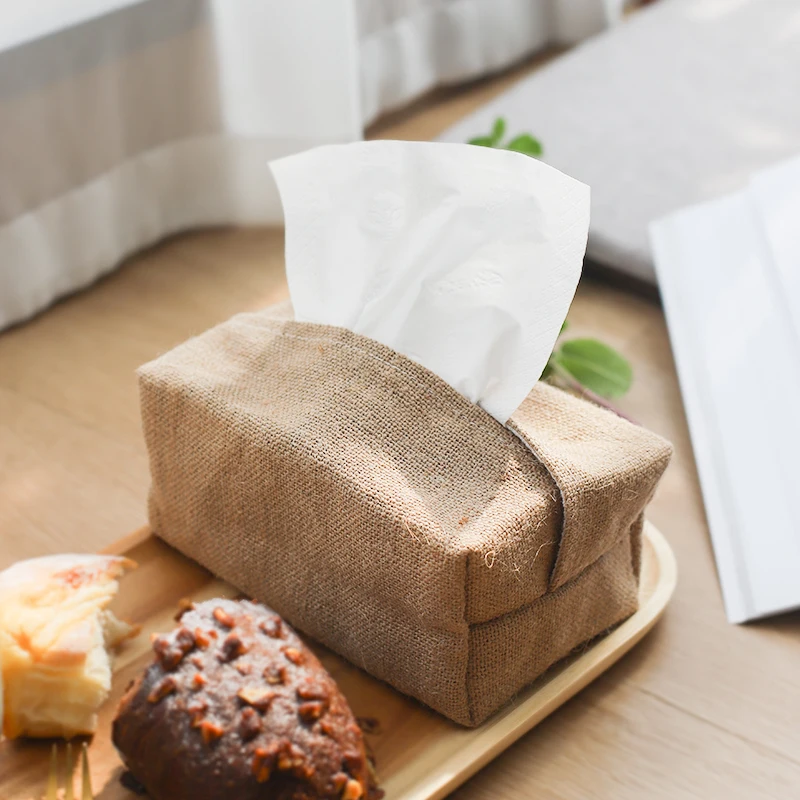 Linen Fabric Tissue Box Cover