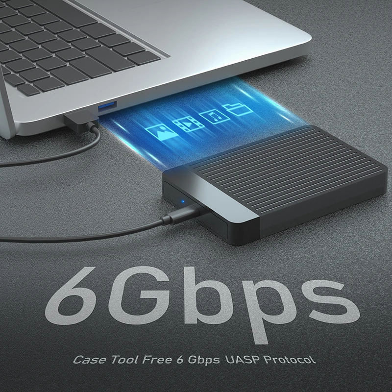 외장형 USB 3.0, 케이블 포함 외장 하드 드라이브 박스, 모바일 케이스, 6TB SATA SSD 디스크, HDD 인클로저 지원, 2.5 SATA2 3