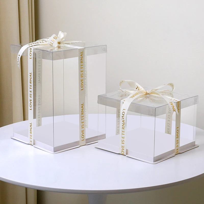 Scatola per imballaggio trasparente Confezione per torta di compleanno Scatole per imballaggio Dolci Panetteria Scatole regalo per dessert Forniture per imballaggio di bomboniere - immagine 3