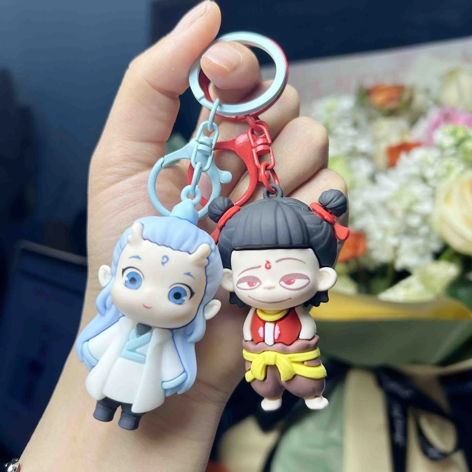 Ne Zha 2 Action Figures Keychain Cartoon Nezha Aobing Figures Keys