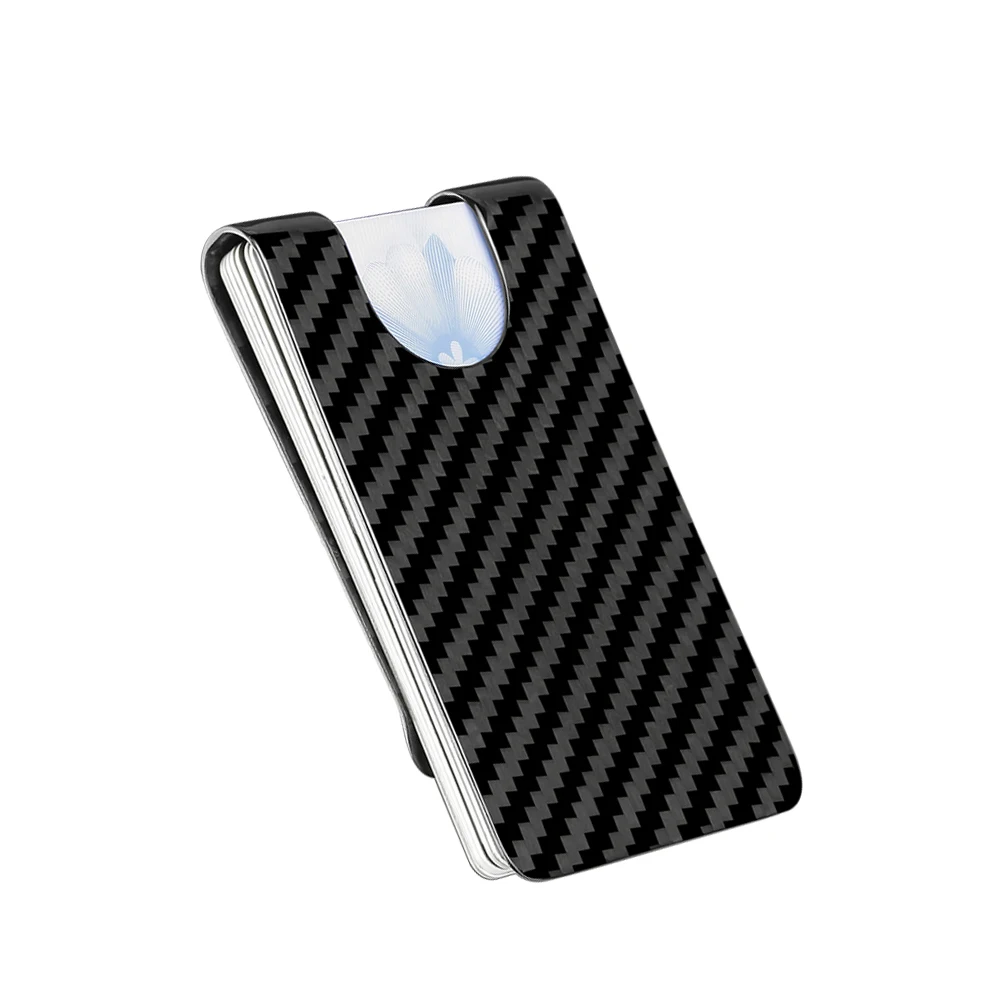 Credit Card Holder Metal Money Clip Matte/ Glossy Black Carbon Fiber Money Clips RFID Credit Card Business Big Card Holder Wallet for Men Women
