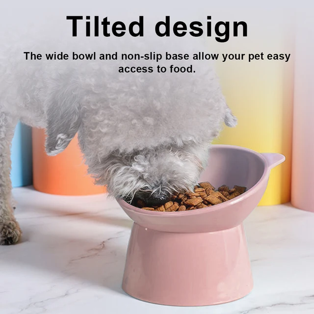 Tilted Cat Food Bowl Elevated Cat Bowl Ergonomic Cat Food Dish Anti Vomiting Raised Cat Food Bowl Non Slip for Cats Dogs 2