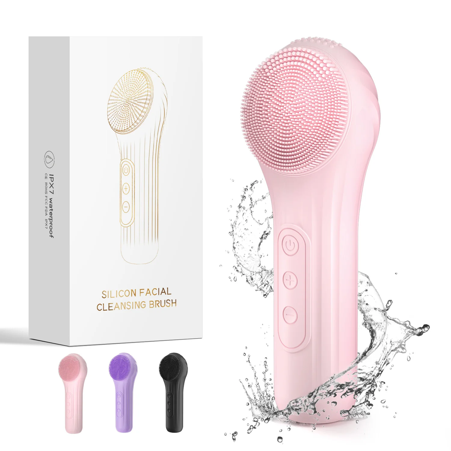Silicone Electric Facial Cleansing Brush 6 Speeds Heat application Waterproof Deep Pore Cleanse Skin Cleansing Device Portable facial cleansing brush