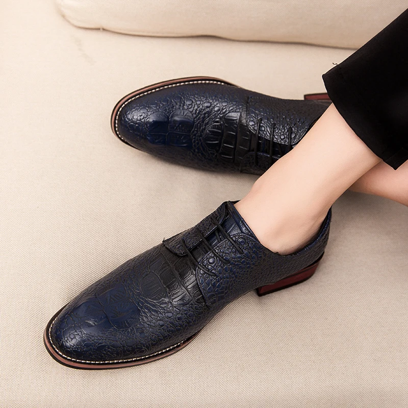 Men Derby Shoes Fashion Patchwork Lace-Up Dress Classic Loafer Wedding Causal Business Footwear Party Big Size 38-48