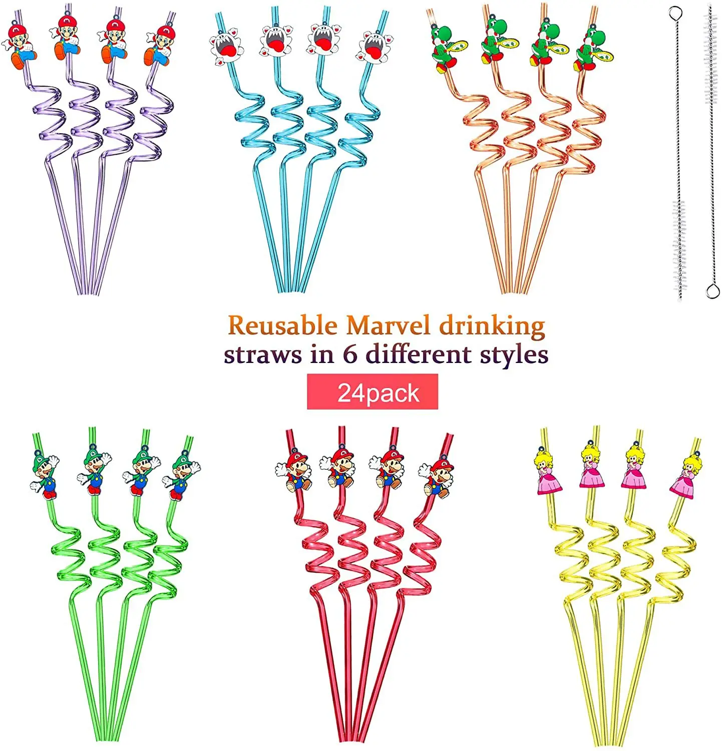 Super Mario Straws Children's Birthday Party Supplies Plastic Reusable  Drink Straws Cute Funny Straw Decorations Mario - AliExpress