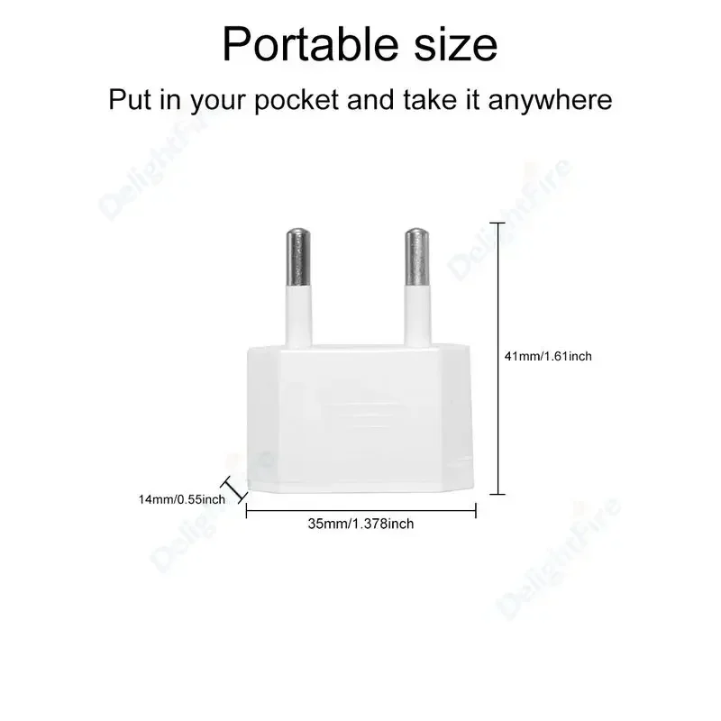 US To EU Plug Adapter 2Pin Type C AC Converter for Travel