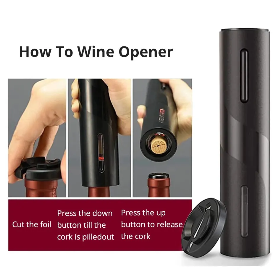 Description Picture 5 of itemElectric Bottle Opener for Red Wine Foil Cutter Automatic Red Wine Openers Kitchen Accessories Gadgets Bottle Opener