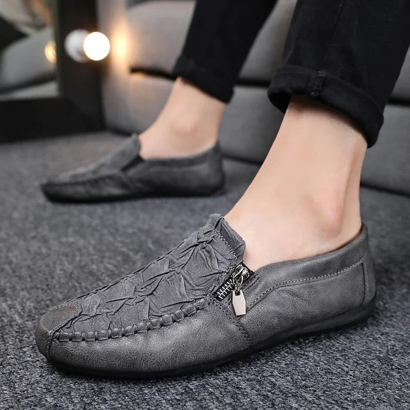 

Men Leather Casual Shoes Luxury Social Loafers Flats Moccasins For Men 2023 Comfortable Slip-Ons Driving Fashion Shoes Male