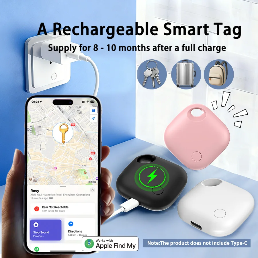 Universal Bluetooth Tracker with USB-C Charging - Anti-Lost Locator