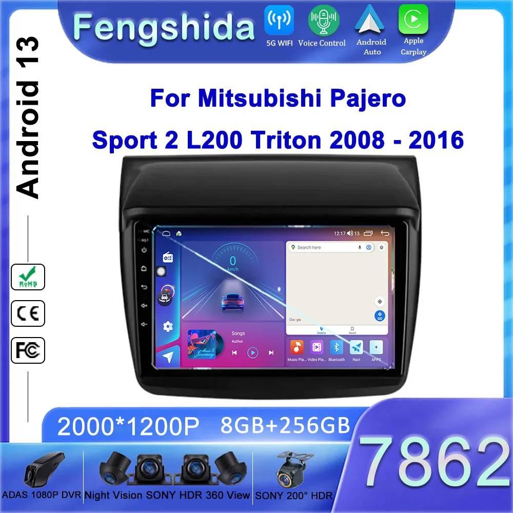 

Автомагнитола 2 din на Android, с dvd для Mitsubishi Pajero Sport 2 L200 Triton 2008-2016, радио, мультимедийный видеоплеер, навигация GPS