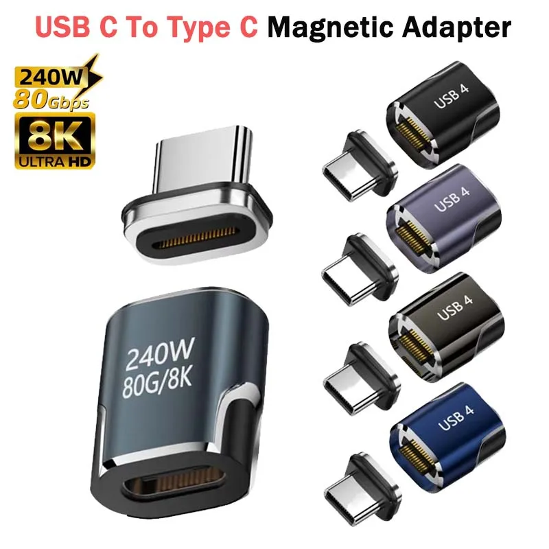 Ultra-Fast Magnetic USB-C to USB-C Charging & Data Transfer Cable - 240W Power, 80 Gbps Speed