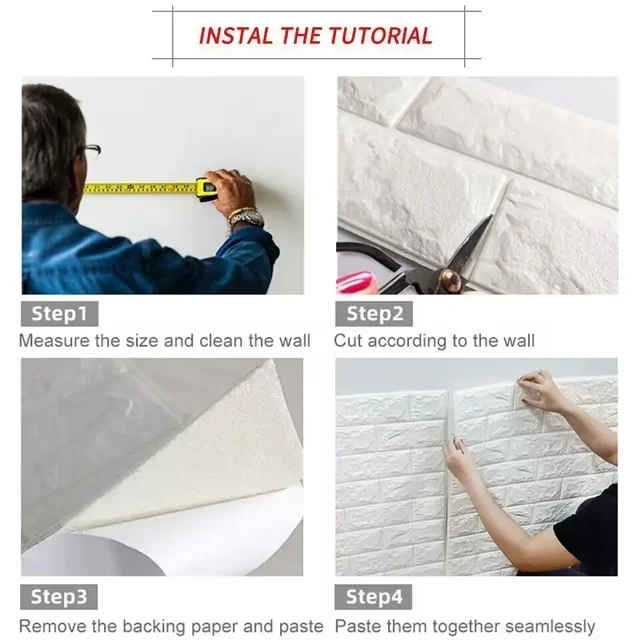 Autocollant Mural 3D en Brique de 70cm x 1m, Papier Peint Auto-Adhésif Imperméable pour Décoration de Maison, Salon et Chambre à Coucher 3