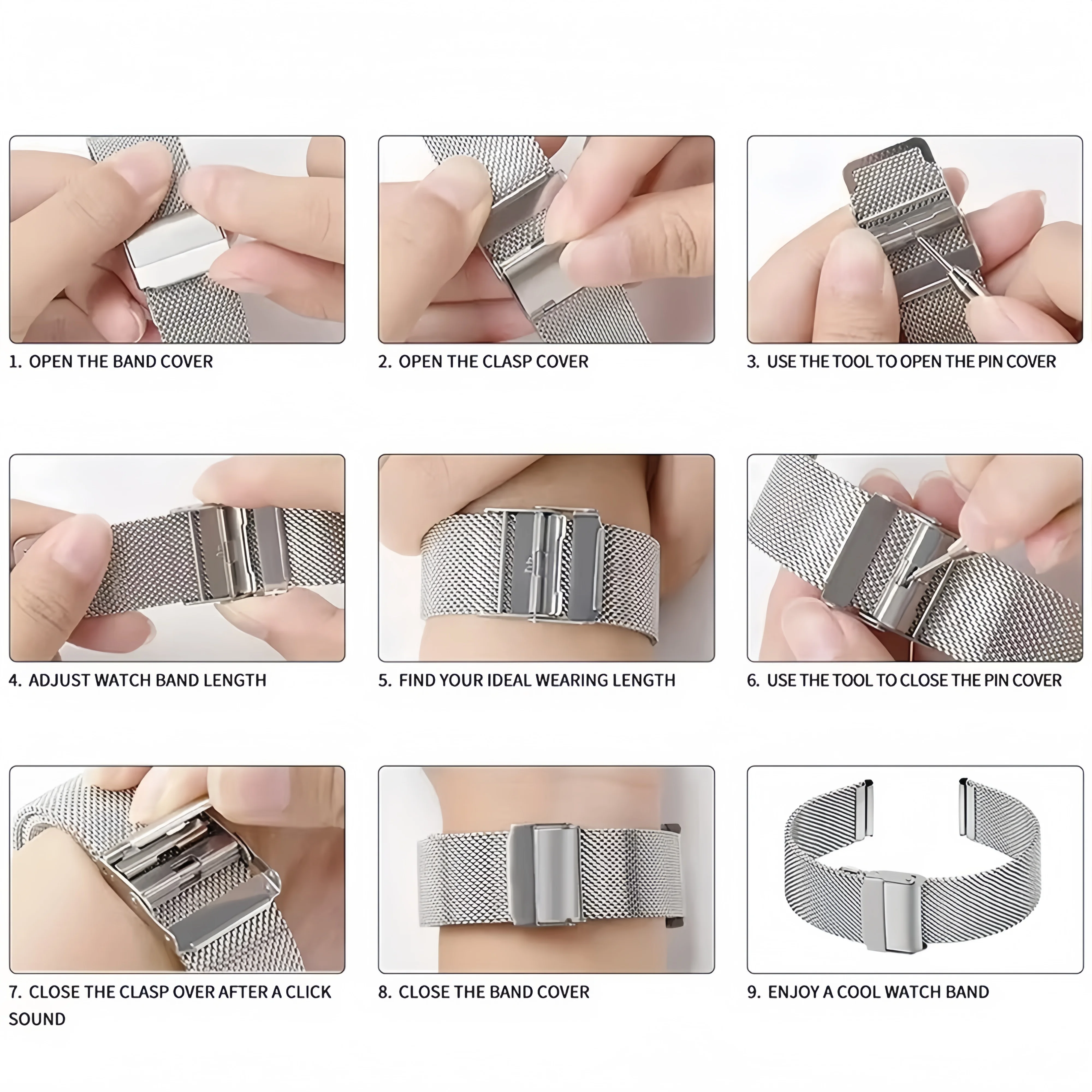Elegant Stainless Steel Milanese Loop Watch Band – Quick Release Mesh Strap Bracelet