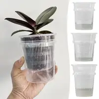 Pot de fleurs transparent à double couche pour le contrôle des racines, pot auto-arrosant pour orchidées, pot pour plantes de pépinière avec trous, fournitures de jardin 3
