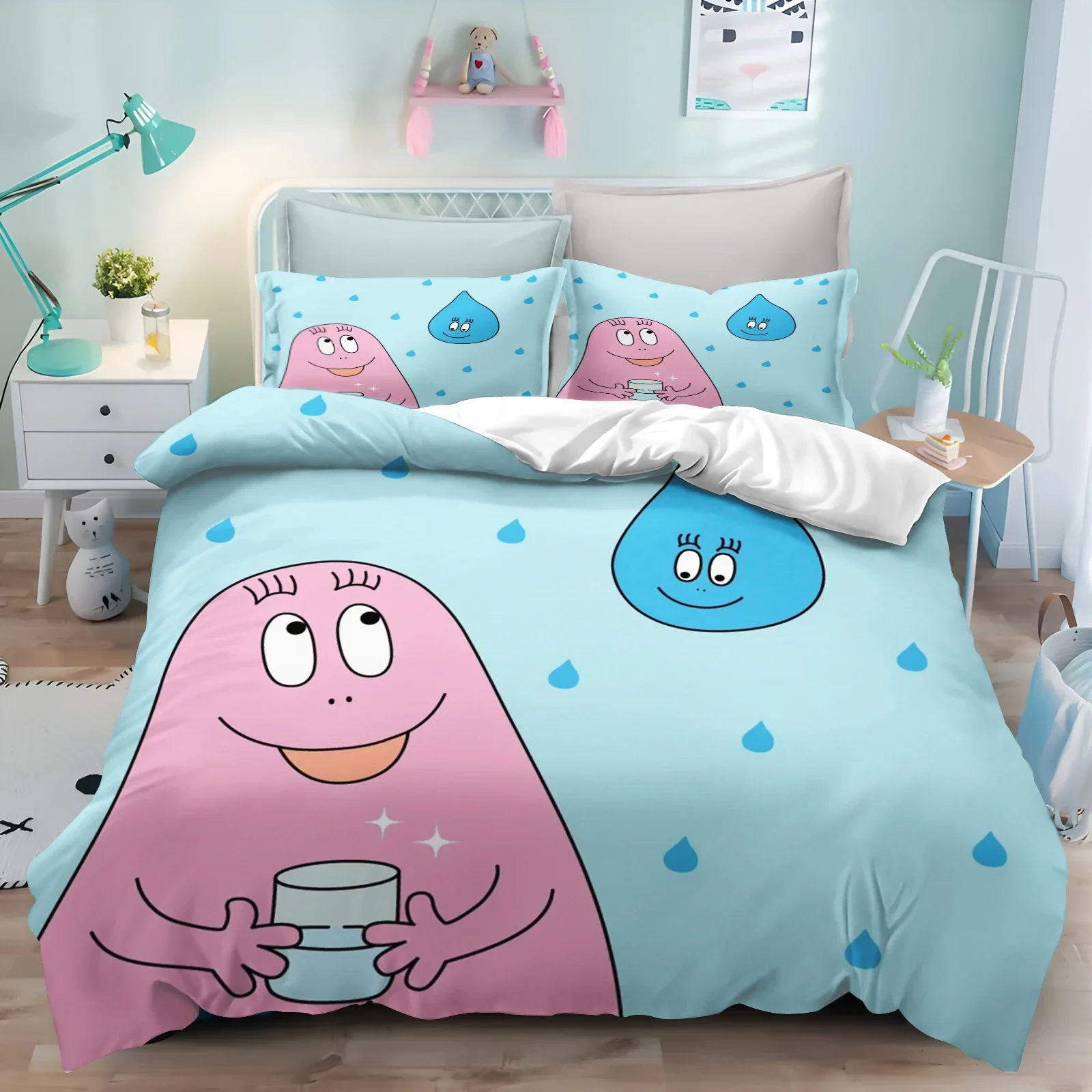Barbapapa Cartoon Duvet Cover Anime 3D Printing Cute Children's Bedroom Set Polyester Adult Gift  2/3pcs Bedding