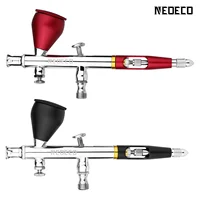 NEOECO NCT-SJ83 Dual Action Airbrush 9cc 1/3 oz Fluid Cups Quick Remove Air brush Cap Design Gravity Feed Set for Model Cake Art 1