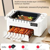 220V 2 Layers Barbecue Skewer Machine Household Electric Grill Automatic Rotating Barbecue Machine Non-stick Frying Pan 1