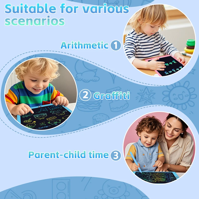 Tavoletta LCD da 12 pollici per disegnare, lavagna magica con cartoni animati di gatti, per bambini, giocattoli educativi Montessori, regalo - immagine 4