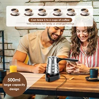 Cafetière turque de 500 ML, cafetière électrique en acier inoxydable avec poignée pliante, pour le bureau et la maison 6